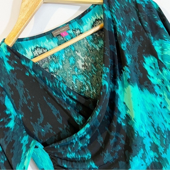 Vince Camuto Teal Stretch Criss Cross Front Blouse - Picture 5 of 5